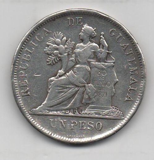 GUATEMALA DEL AÑO 1896 DE 1 PESO